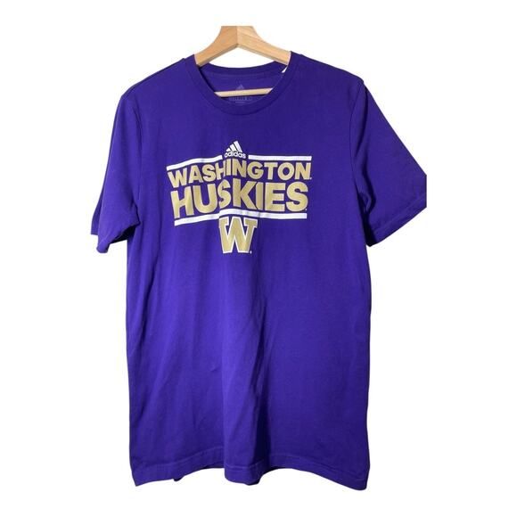 UW University of Washington Huskies Adidas Mens T-Shirt Size Medium Purple - Picture 1 of 4